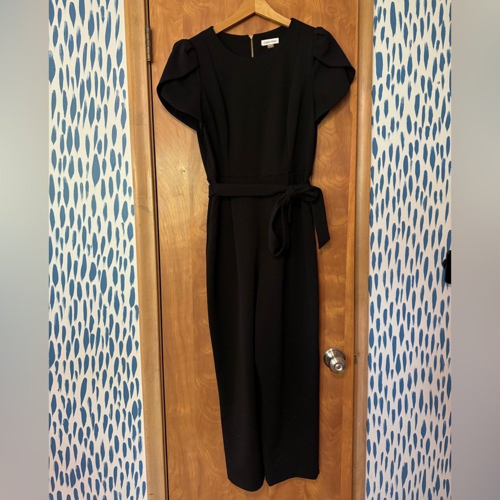 Calvin Klein Black Jumpsuit with Tie Front